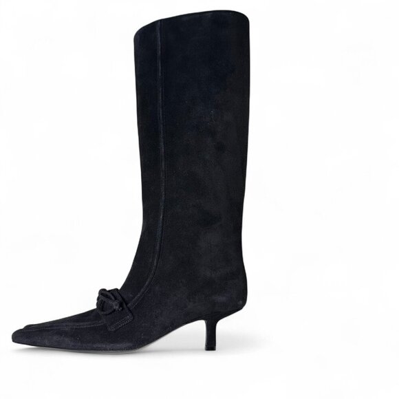 Burberry Women's Knee-High Suede Storm Boot with Bow EU 36 NEW IN BOX - Picture 1 of 16